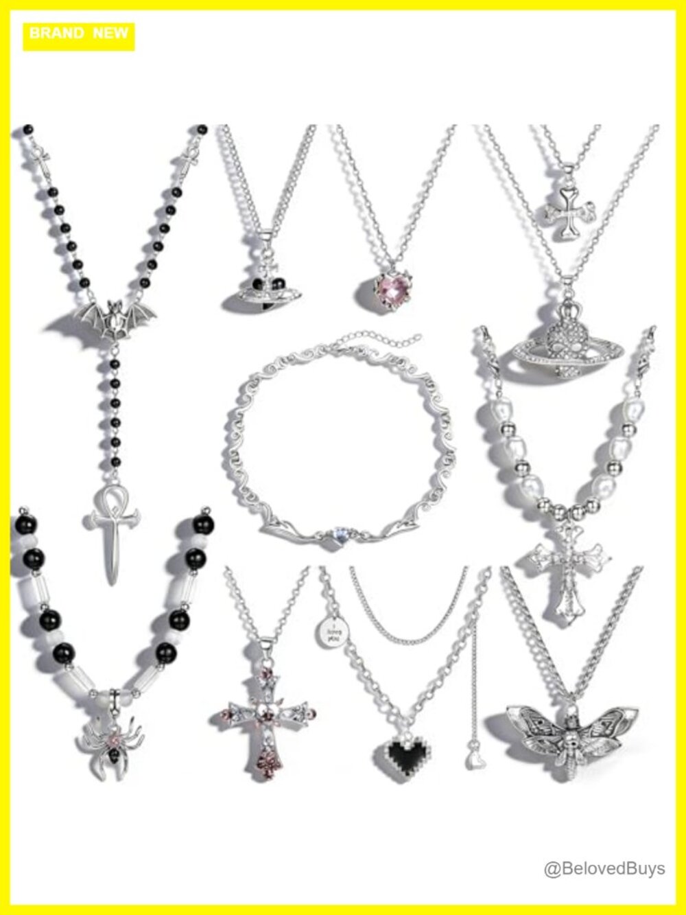 Gothic Necklace Set Layered Choker Cross Heart Skull Pendant Women Jewelry